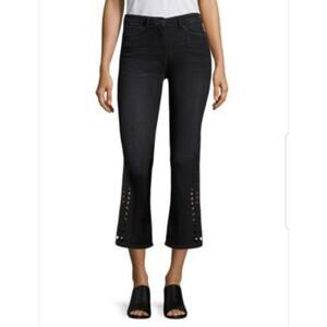 3x1 NYC Jeans Midway Eyelet Black Denim Flared Leg